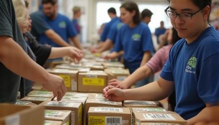 Thumbnail for cause-related video showing food bank volunteers